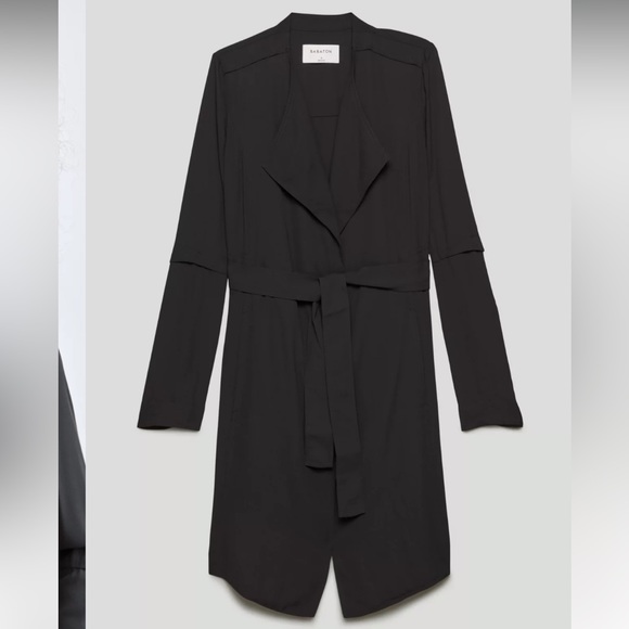 Aritzia Babaton long sleeve flowy padded shoulder pocketed trench coat jacket - Picture 14 of 14